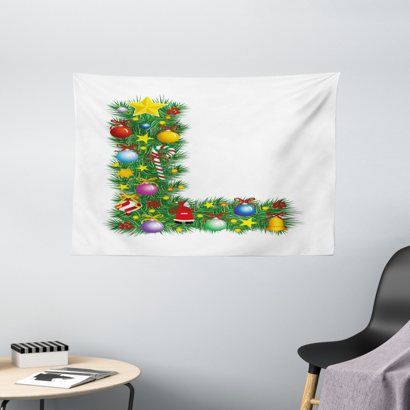 Pine Tree Majuscule L Wide Tapestry