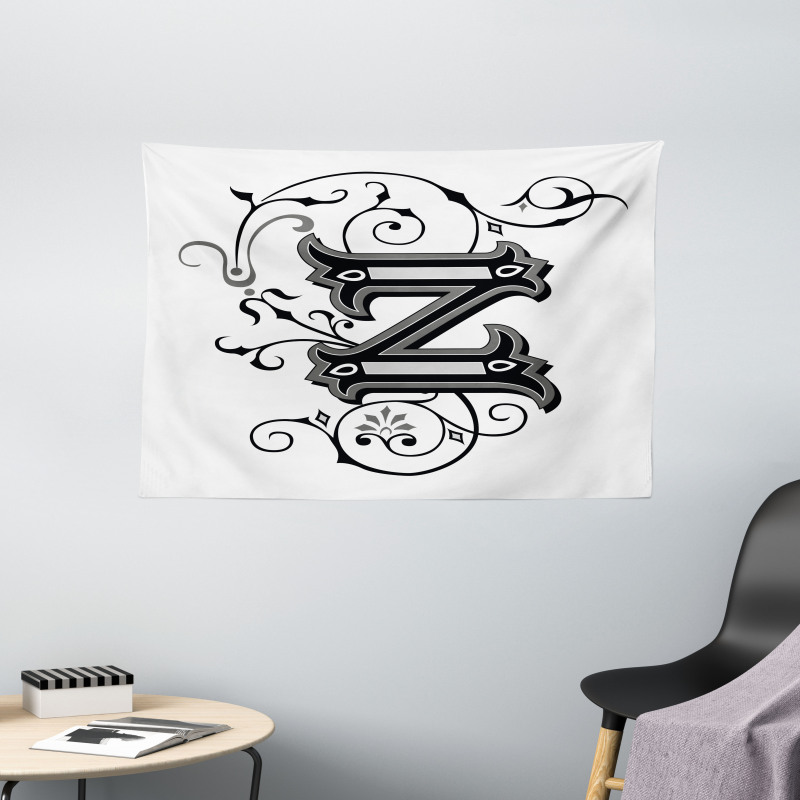 Calligraphic Capital Z Wide Tapestry