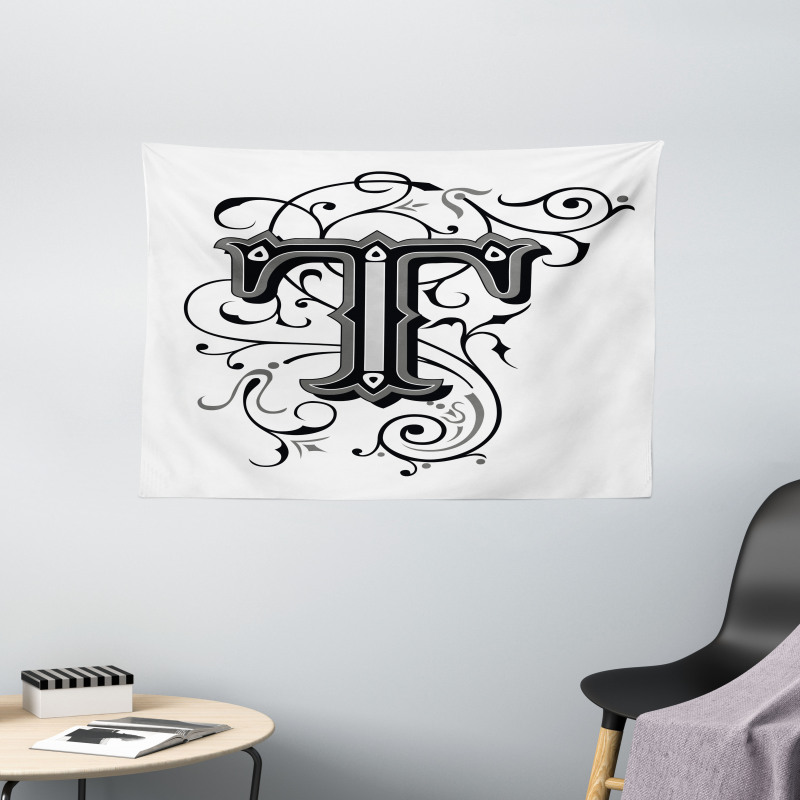 Symmetrical Monochrome Wide Tapestry