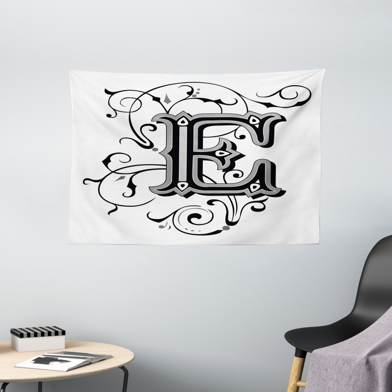 Capitaized Sign Swirls Wide Tapestry