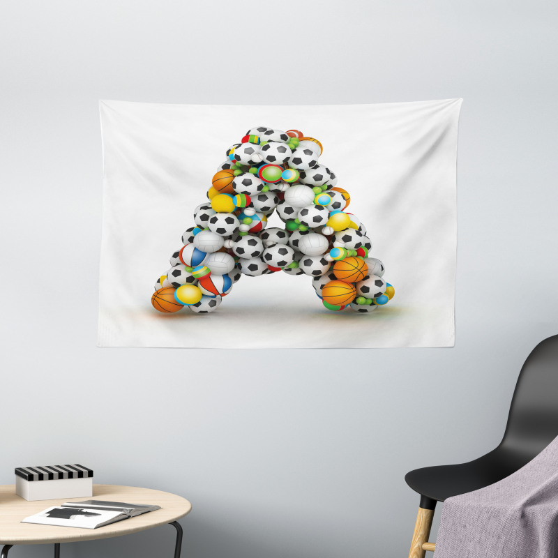 Sports Balls Stacked Wide Tapestry
