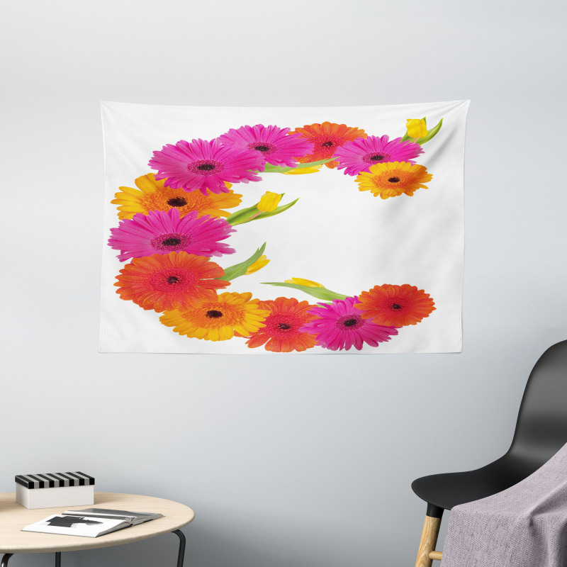Vivid Floral Bouquet Wide Tapestry