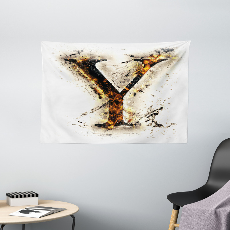 Burning Grunge Wide Tapestry