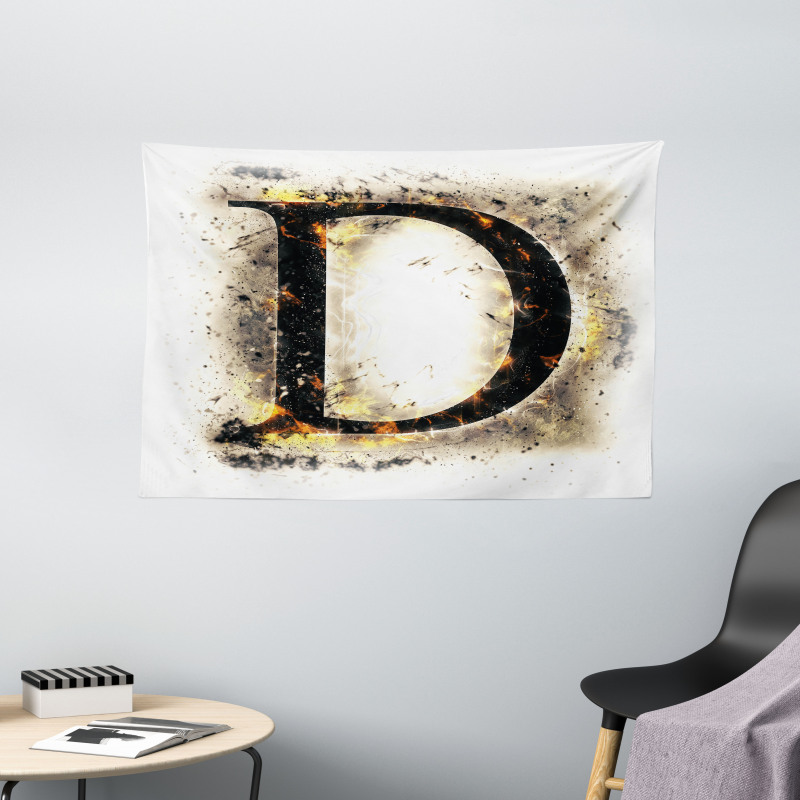 Blazing Uppercase D Wide Tapestry