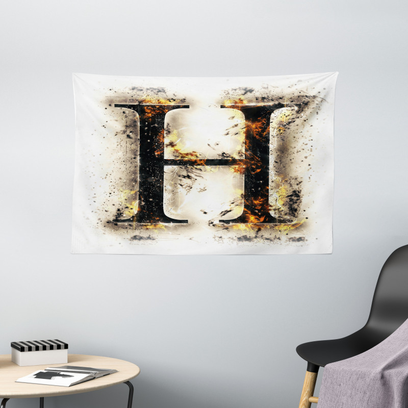 Ablaze H Sign Alphabet Wide Tapestry