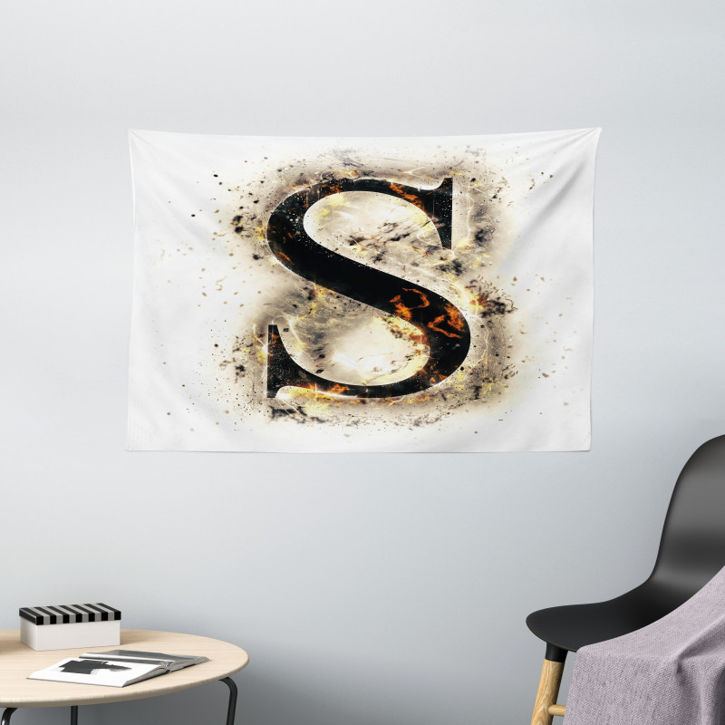 Uppercase S Fiery Hot Wide Tapestry