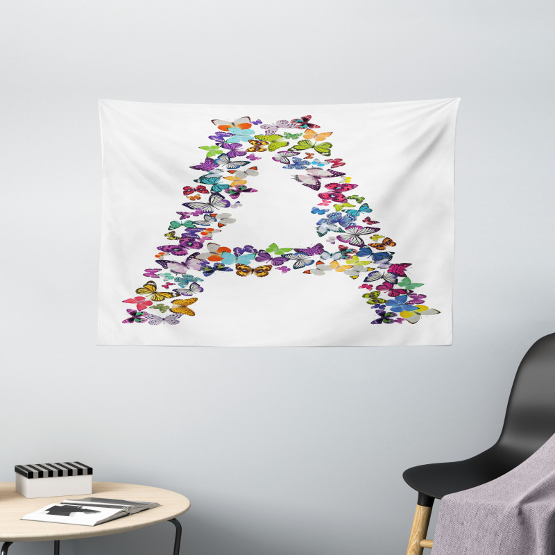 Butterfly Font Style Wide Tapestry