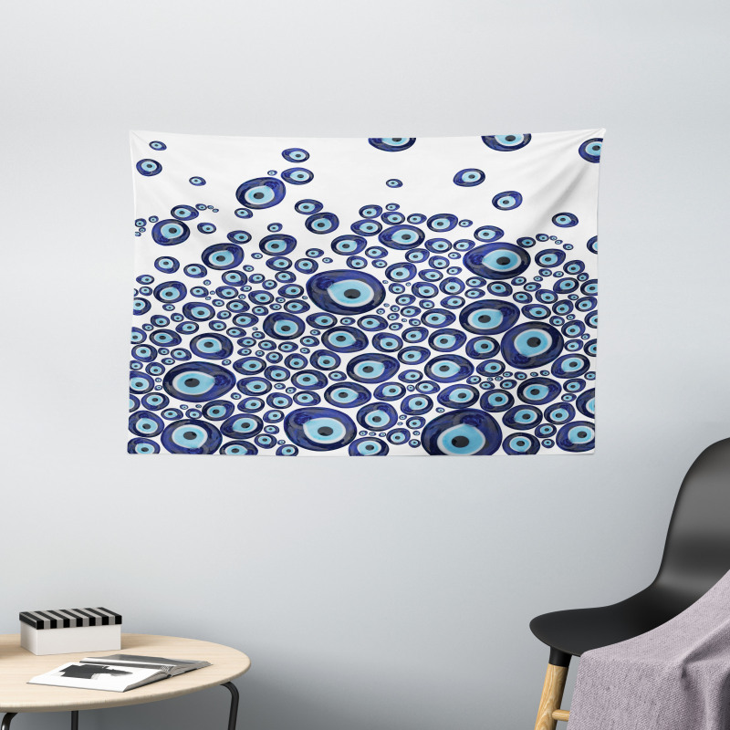 Blue Beads Luck Wide Tapestry