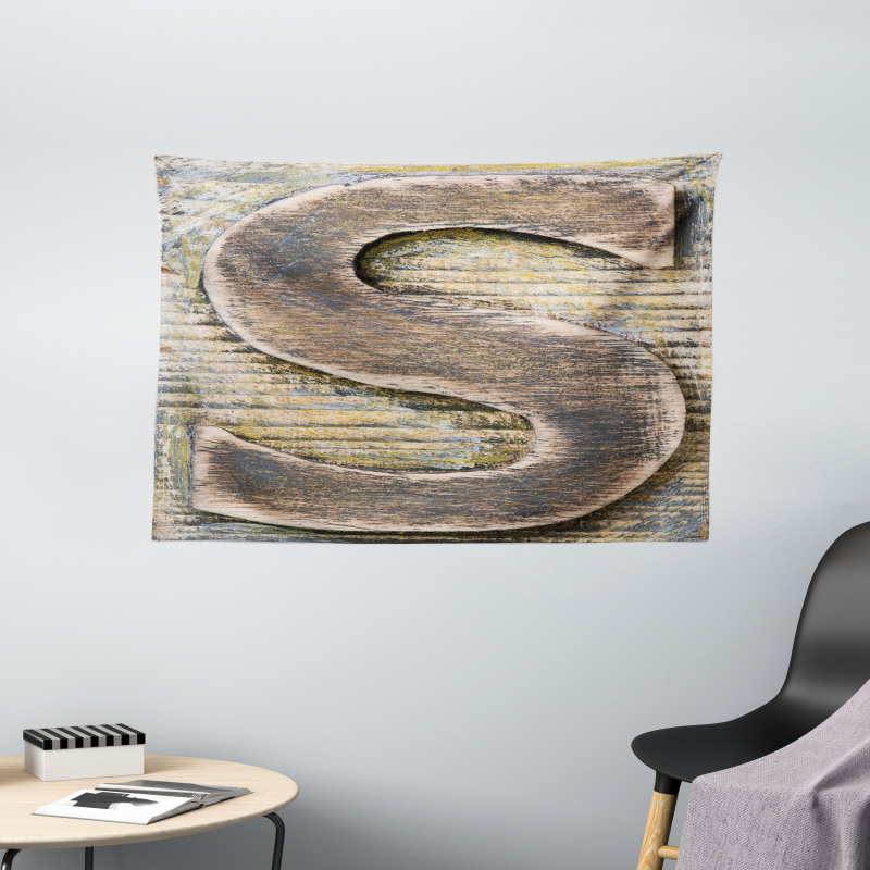 Wooden Block S Font Wide Tapestry