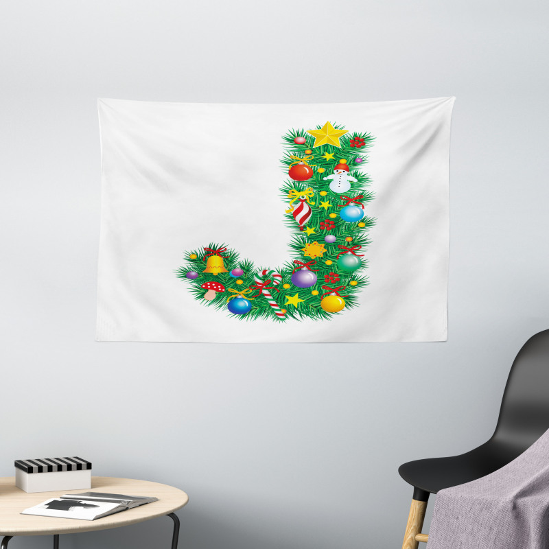 Uppercase Christmas Wide Tapestry