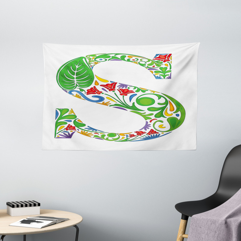 Nature Inspired S Sign Wide Tapestry