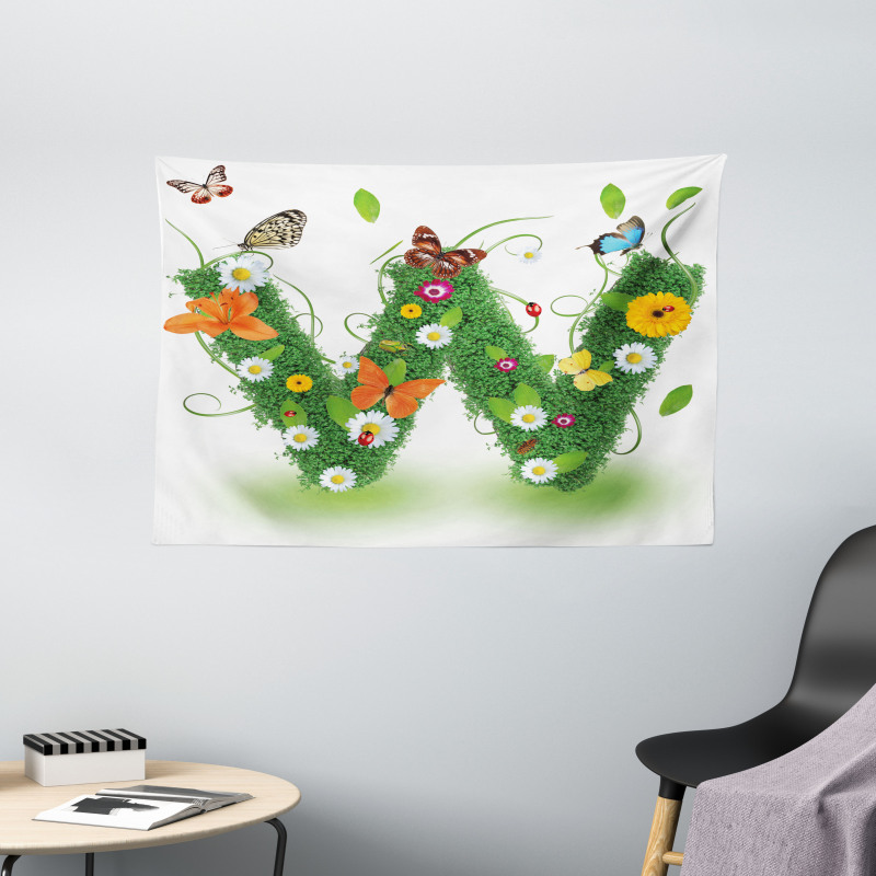 Green Foliage Animals Wide Tapestry