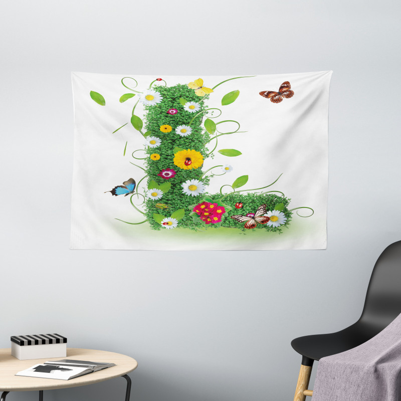 Flower Themed Image L Wide Tapestry