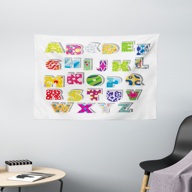 Alphabet Set Colorful Wide Tapestry