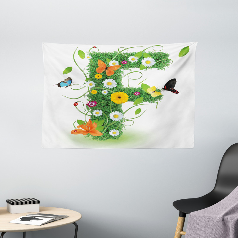 Animals and Flowers F Wide Tapestry