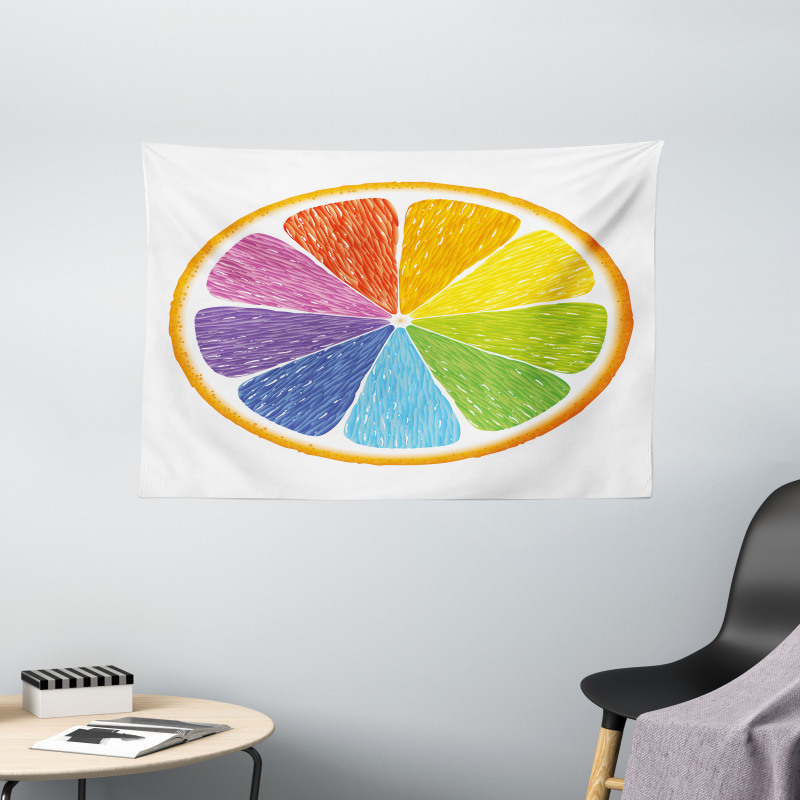 Rainbow Colored Orange Wide Tapestry