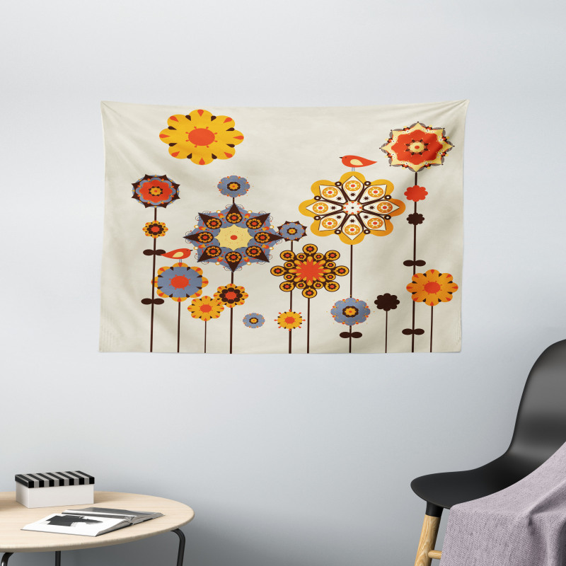 Eastern Floral Design Wide Tapestry