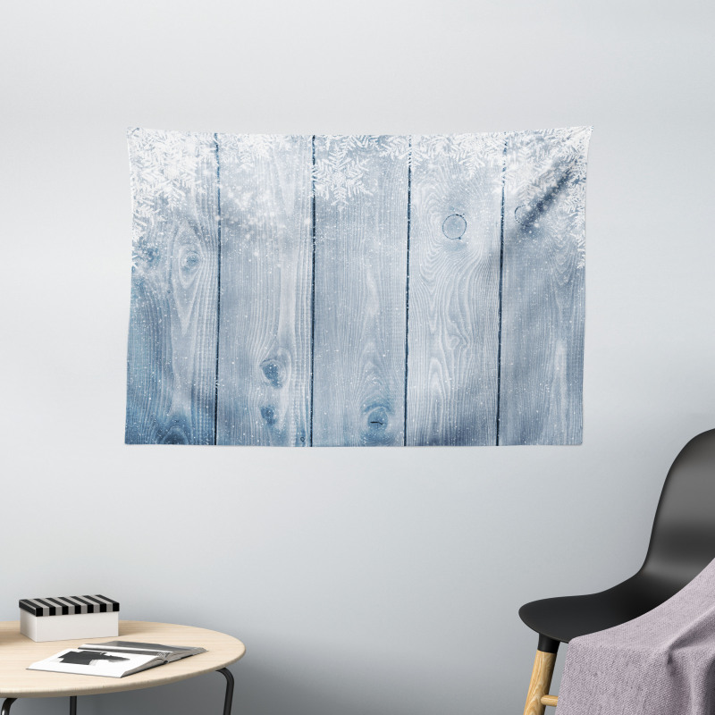 Snowflakes Rustic Retro Wide Tapestry