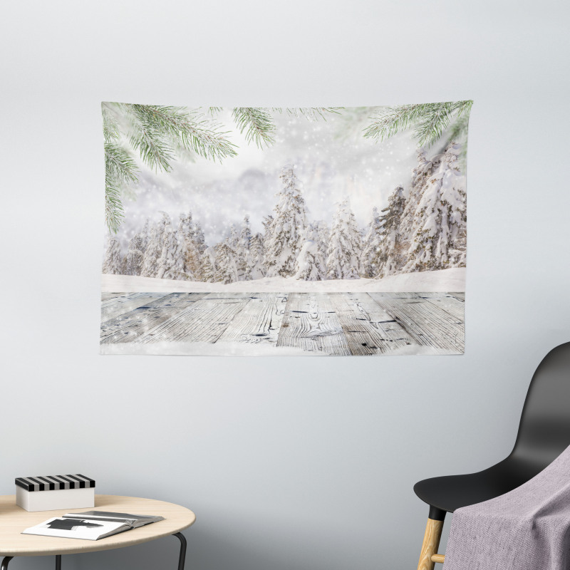 Wooden Surface Image Wide Tapestry