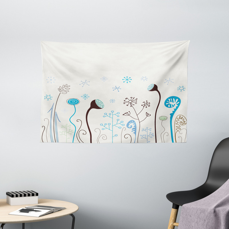 Seasonal Flowers Wide Tapestry