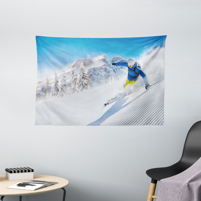 Skiing Extreme Sports Wide Tapestry