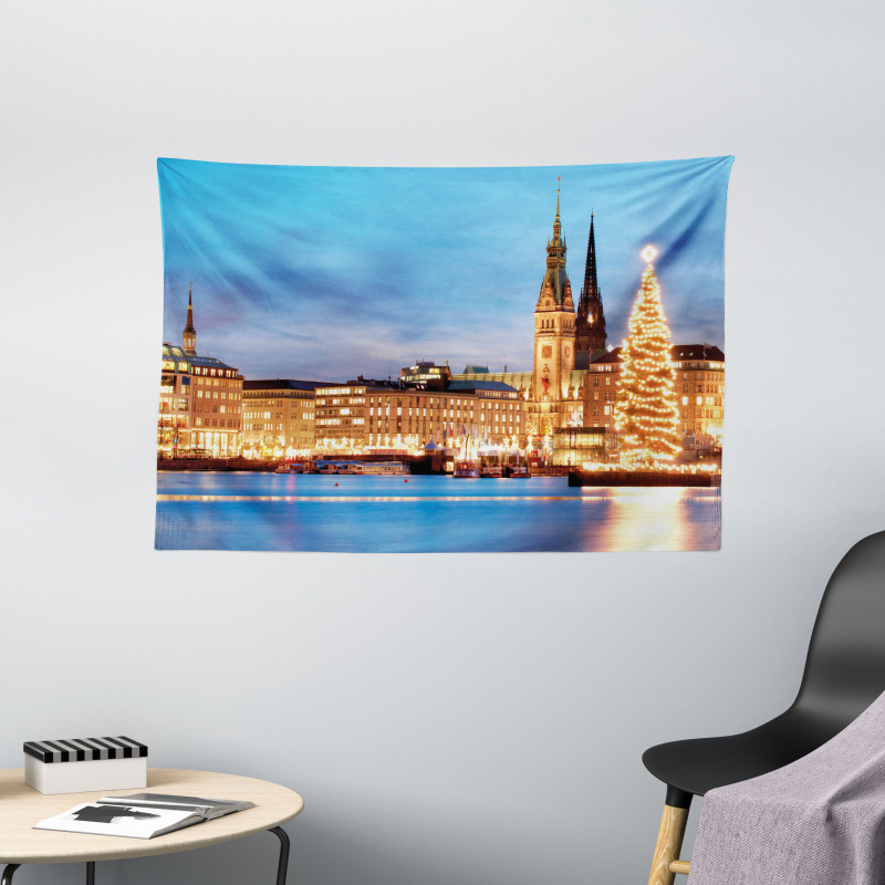 Hamburg Germany Old Town Wide Tapestry