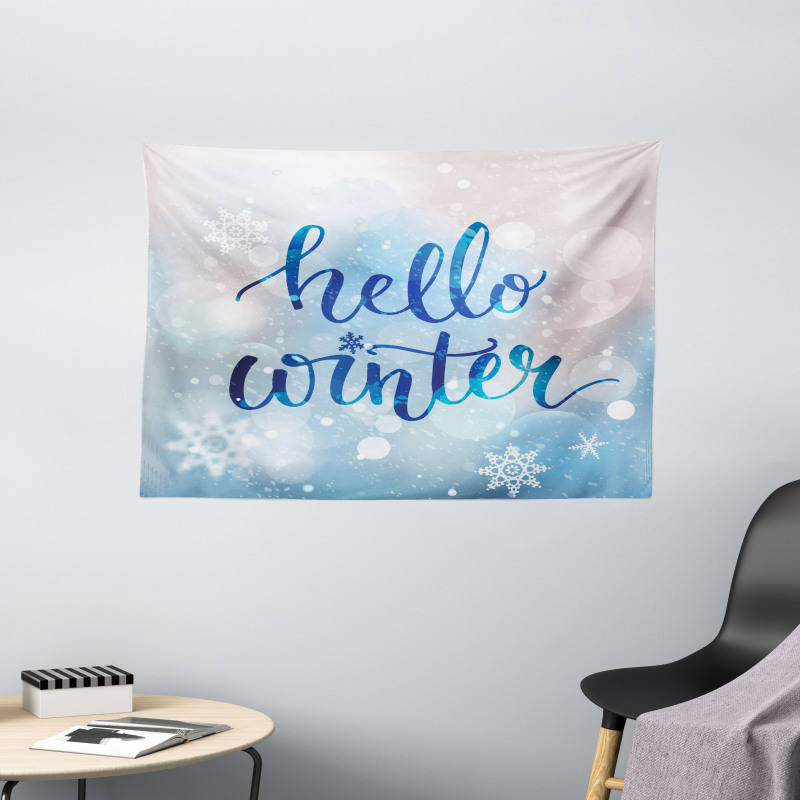Hello Winter Words Snow Wide Tapestry
