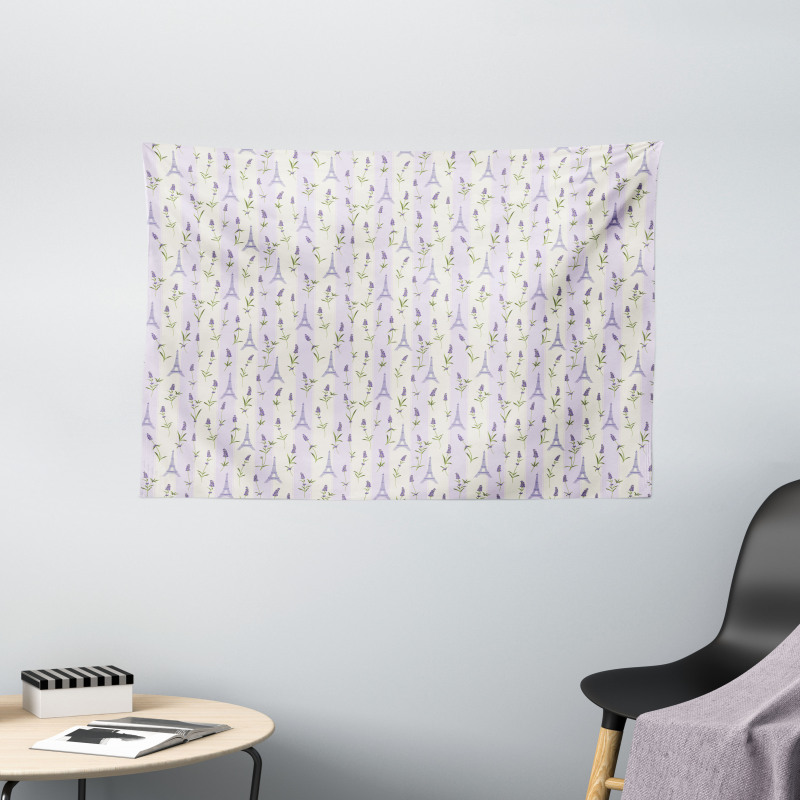 Lavender Eiffel Pastel Wide Tapestry