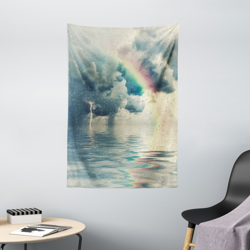 Romantic Water Drops Rainbow Tapestry