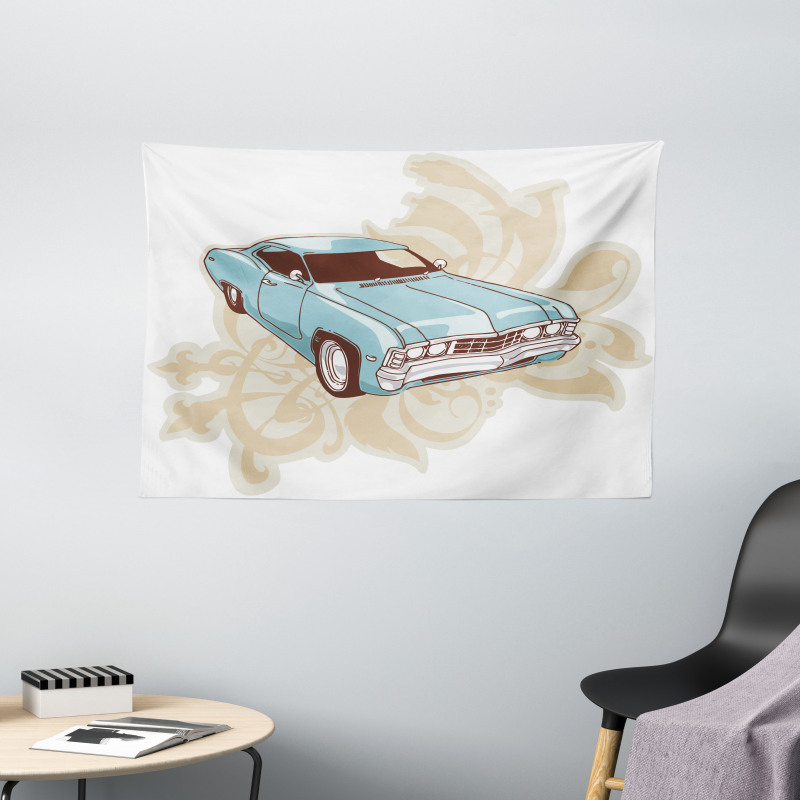 Classical Sports Car Retro Wide Tapestry