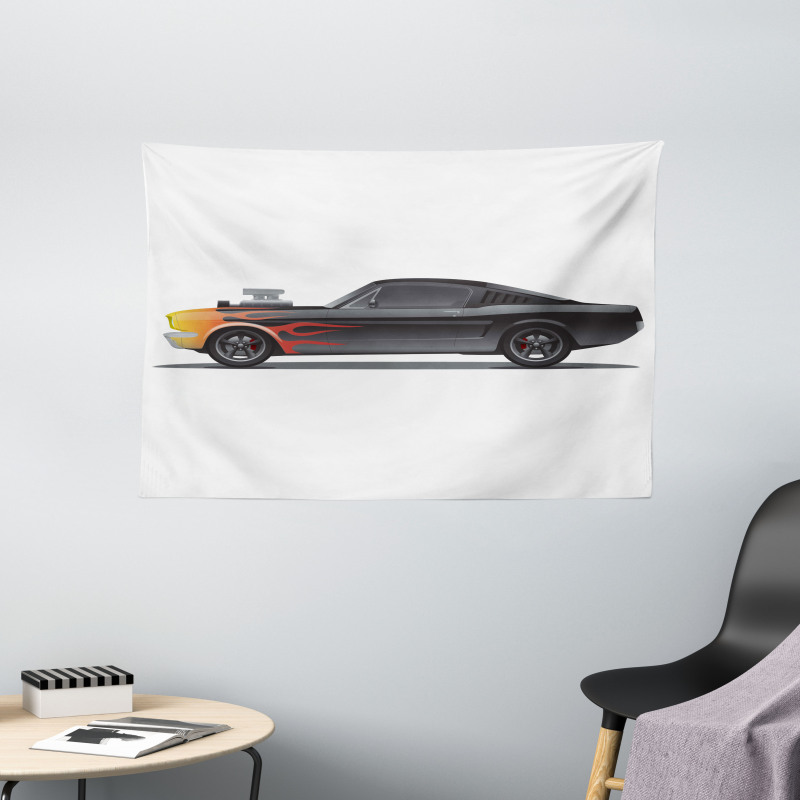 Retro Supercharger Vehicle Wide Tapestry