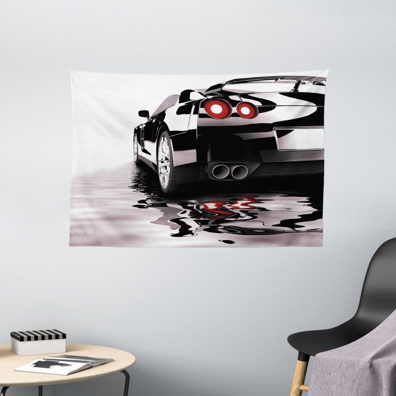 Modern Black Vehicle Style Wide Tapestry