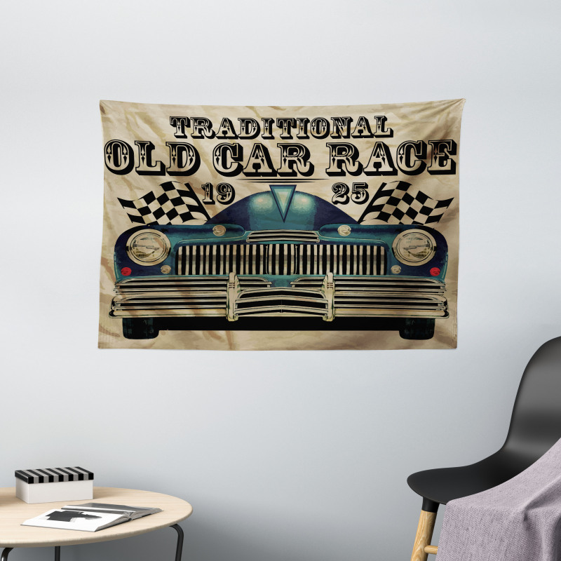 Traditional Old Race Car Wide Tapestry