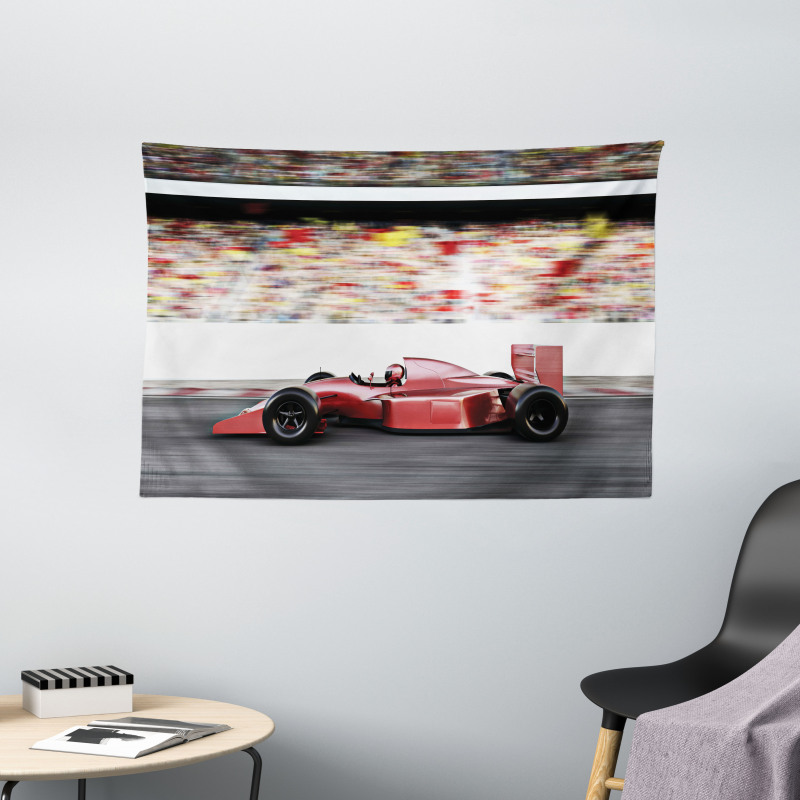 Red Race Car Side View Wide Tapestry
