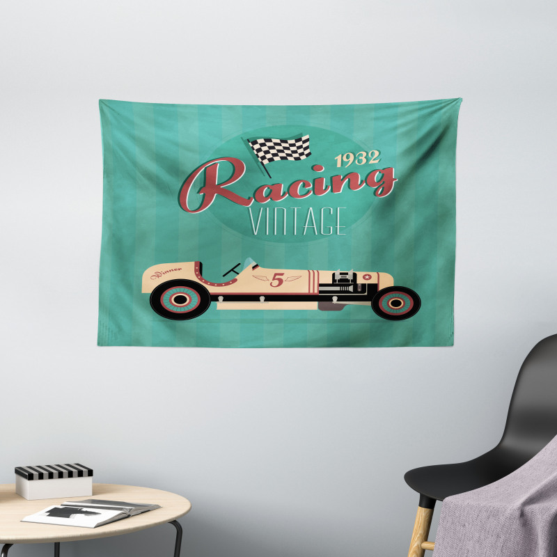 Vintage Style Automobile Wide Tapestry