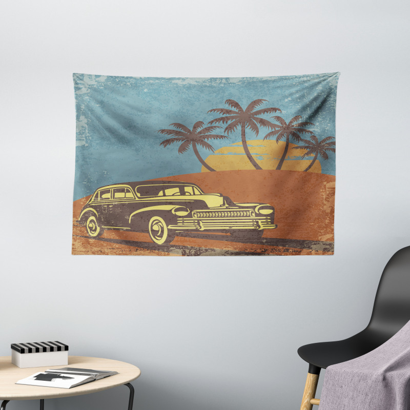 Vintage Ride on the Beach Wide Tapestry