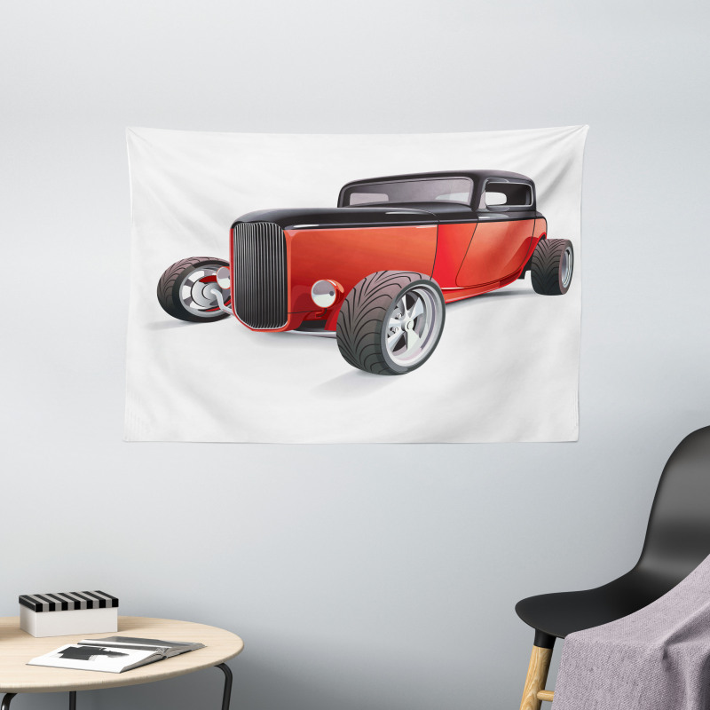 Nostalgic American Wheels Wide Tapestry