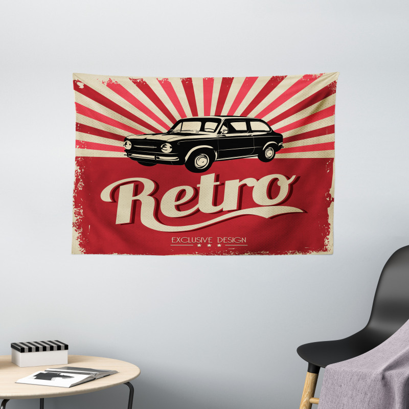 Retro Poster Style Vehicle Wide Tapestry