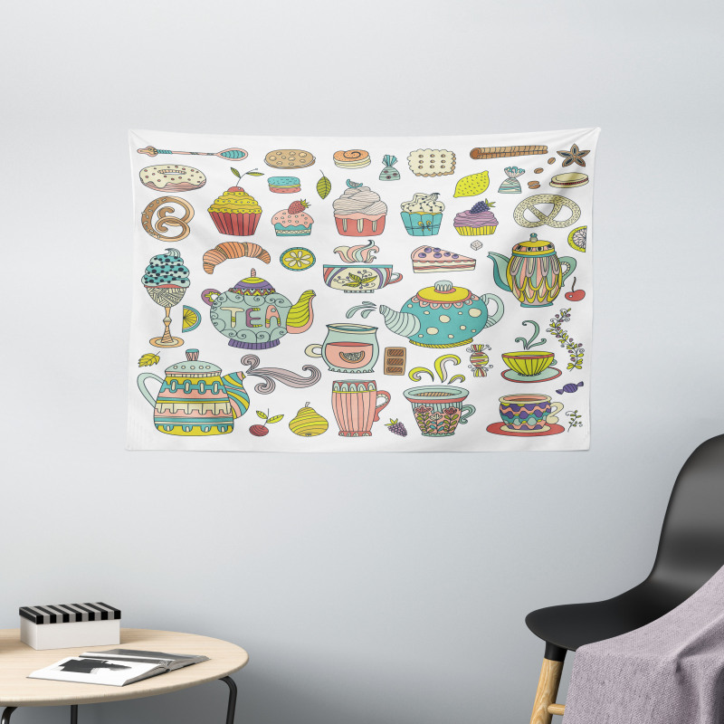 Coffee and Dessert Wide Tapestry