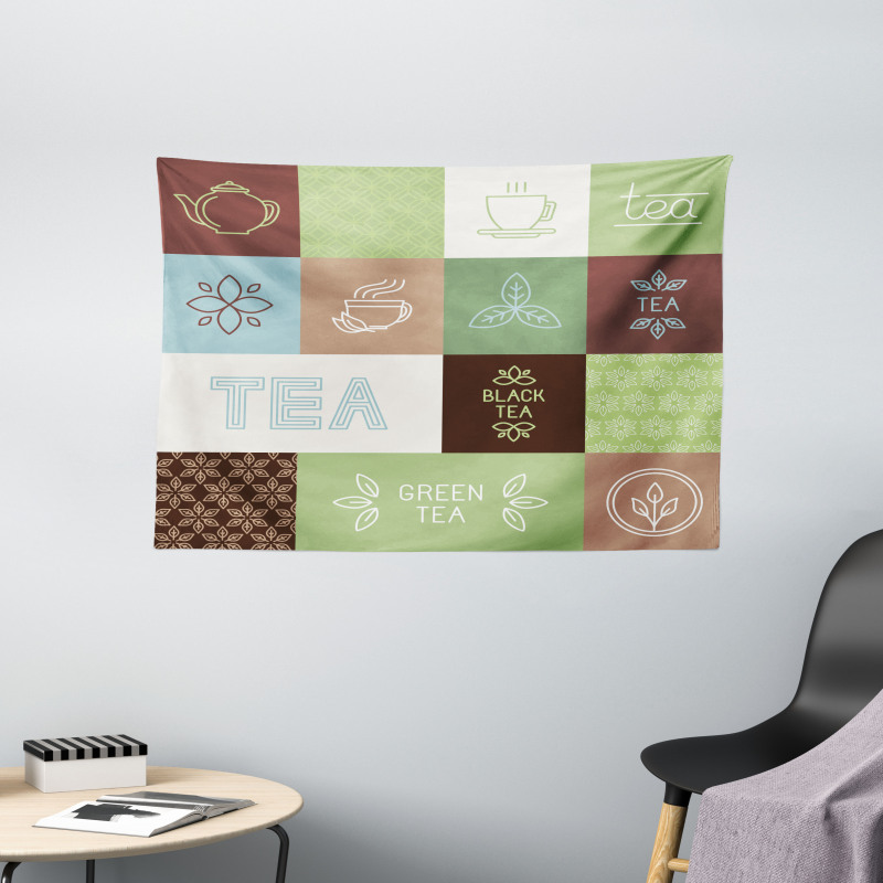 Checkered Tea Images Wide Tapestry