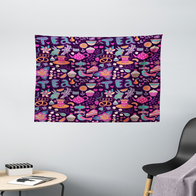 Cupcakes Sugar Cups Wide Tapestry