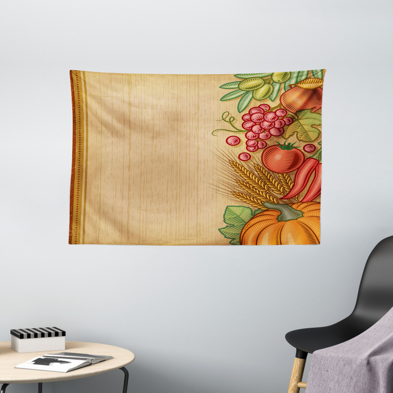 Retro Seasonal Frame Wide Tapestry