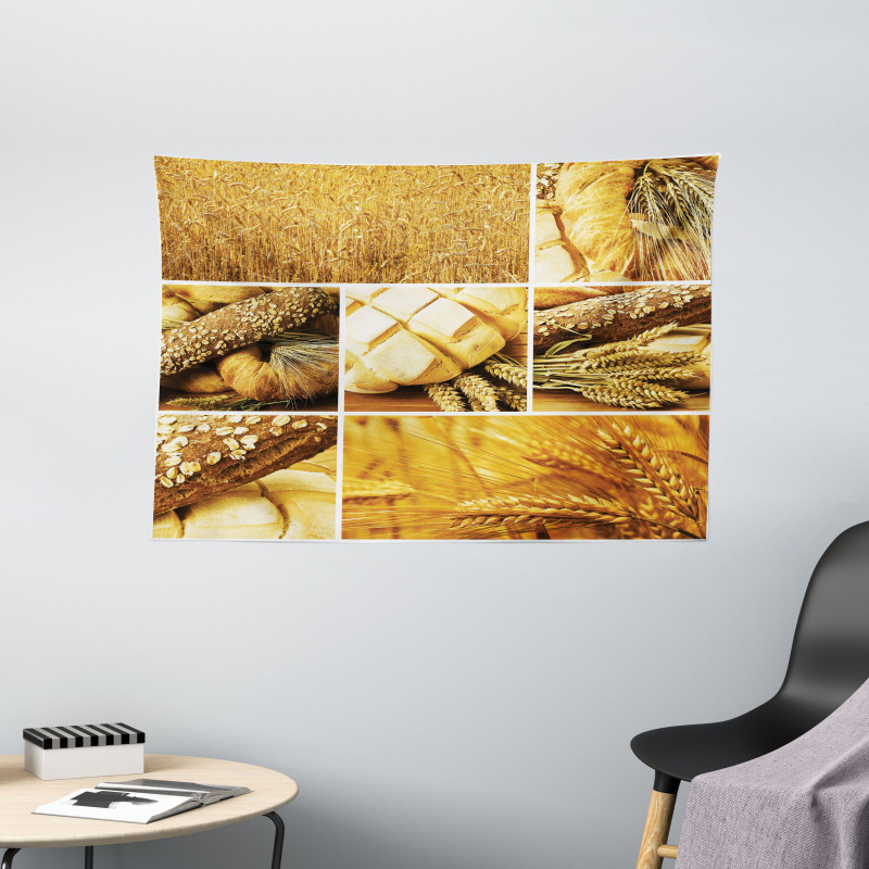 Wheat Stages Collage Wide Tapestry