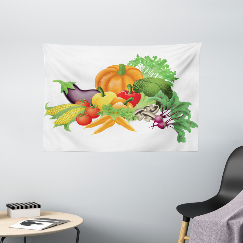 Cartoon Harvest Yield Wide Tapestry