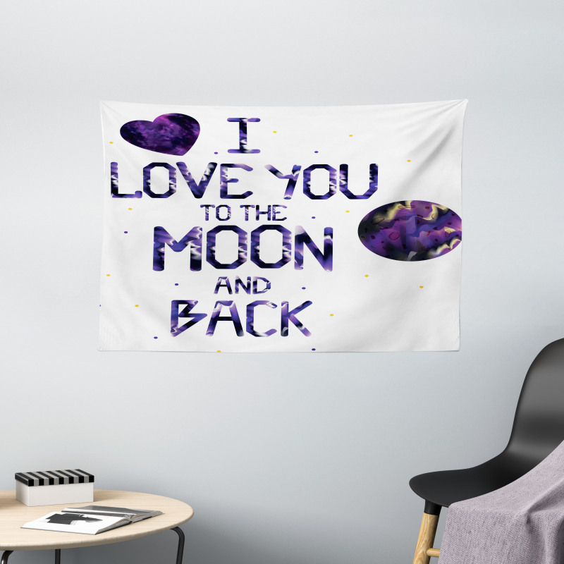 Universe Moon Heart Wide Tapestry
