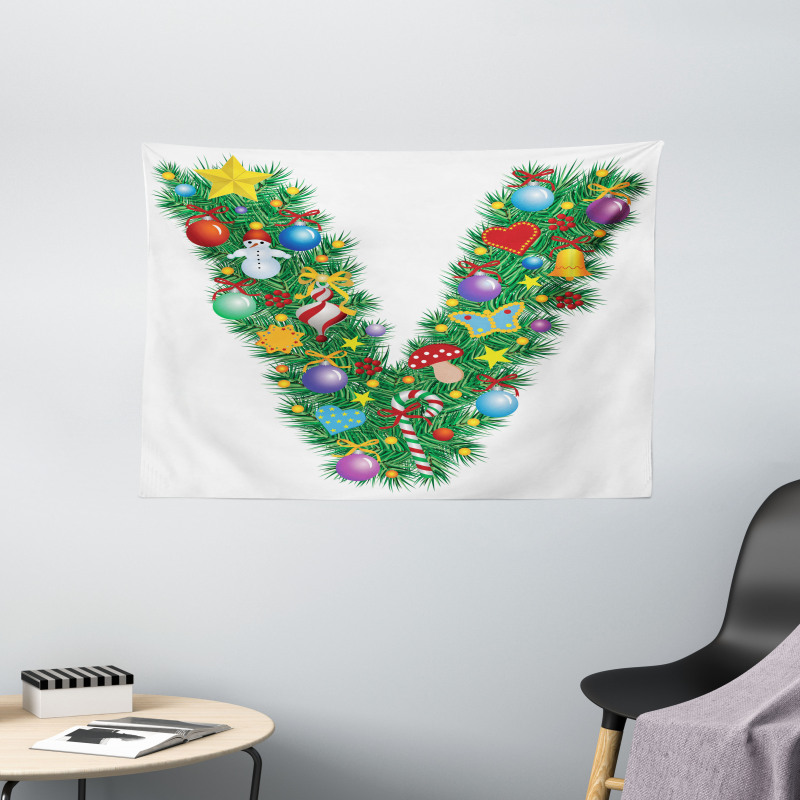 Ornamental Tree Bells Wide Tapestry