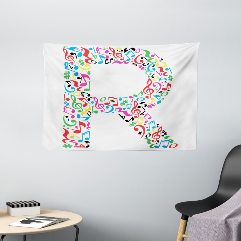 Cool and Musical Font Wide Tapestry