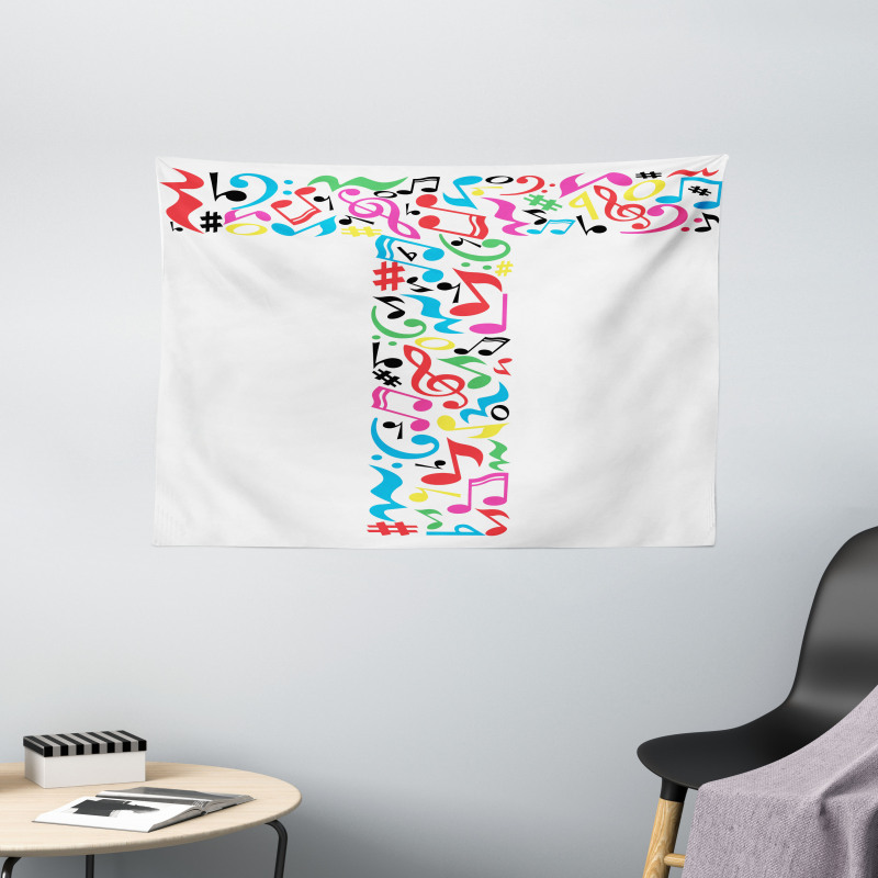 Uppercase Musical Art Wide Tapestry