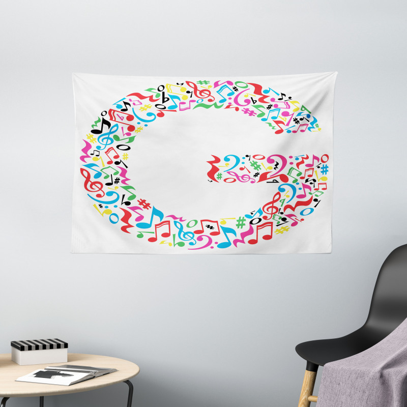 Majuscule Music Theme Wide Tapestry