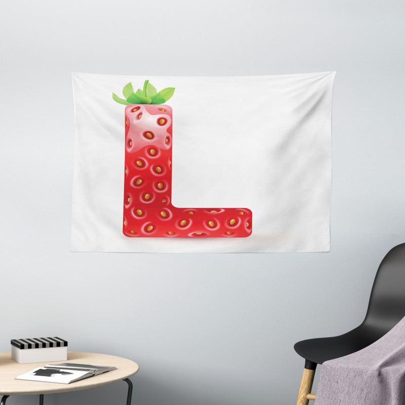 Ripe Strawberry Letter Wide Tapestry